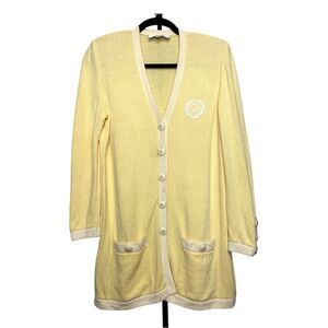Vintage ST. John yellow knit cardigan sweater size S